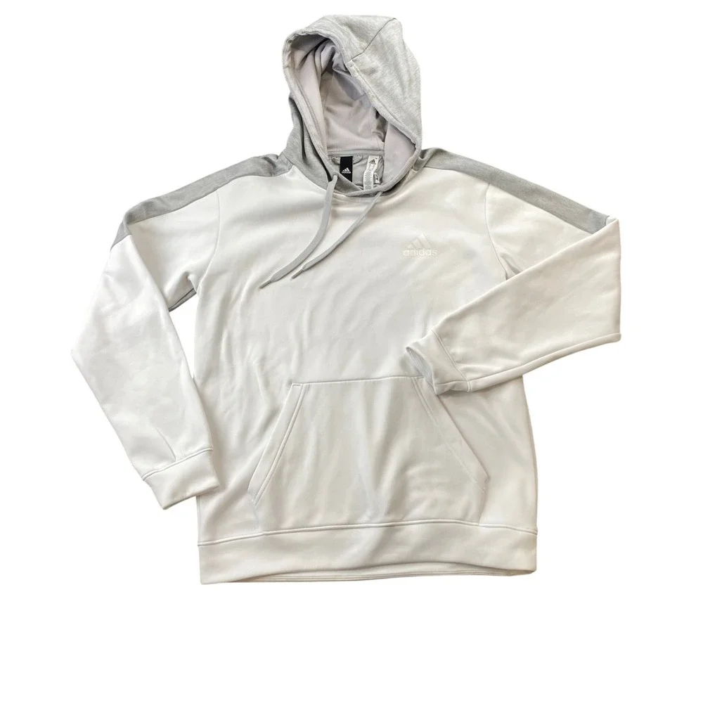 Adidas ClimaWarm Hoodie Mens M White Gray Pullover Performance CV7190 2017